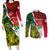 Personalised South Africa And England Rugby Couples Matching Long Sleeve Bodycon Dress and Long Sleeve Button Shirts 2023 Springboks Combine Red Roses Sporty Style - Wonder Print Shop