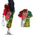 Personalised South Africa And England Rugby Couples Matching Off The Shoulder Long Sleeve Dress and Hawaiian Shirt 2023 Springboks Combine Red Roses Sporty Style - Wonder Print Shop