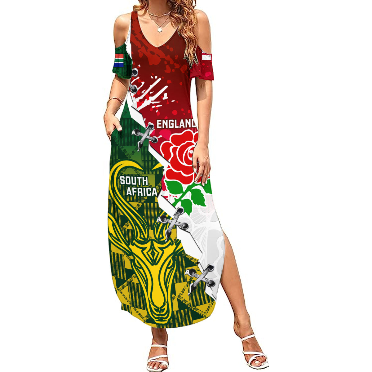 personalised-south-africa-and-england-rugby-summer-maxi-dress-2023-springboks-combine-red-roses-sporty-style