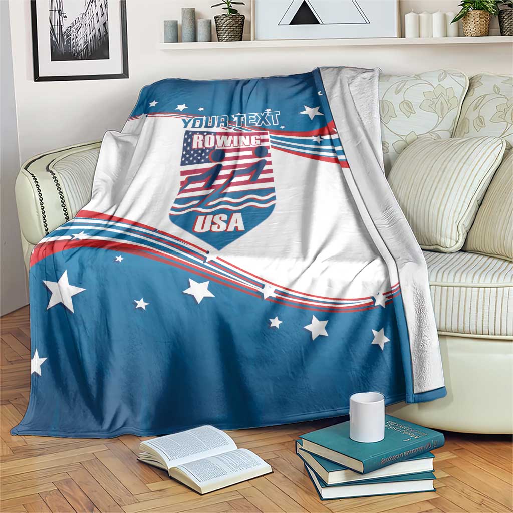 Personalized USA Rowing Blanket 2024 United States Flag Curve Style