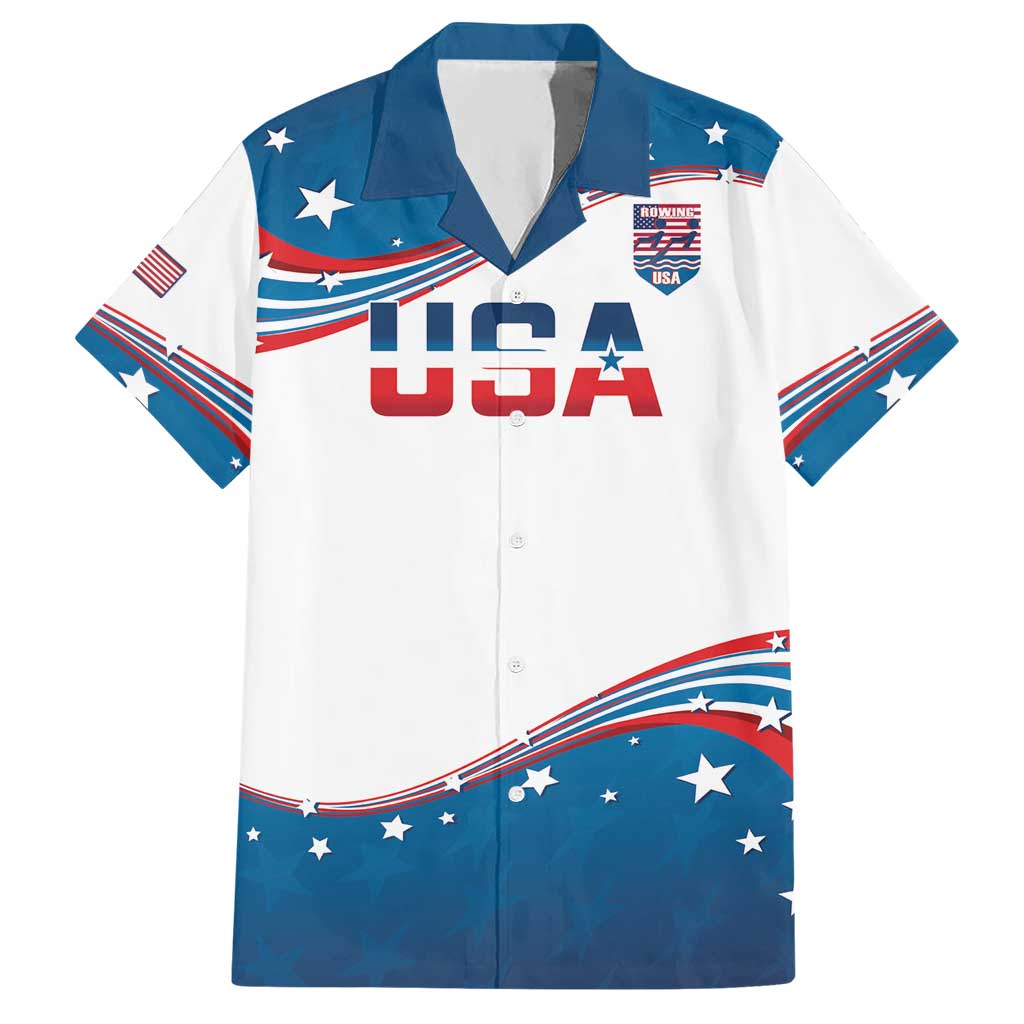 Personalized USA Rowing Hawaiian Shirt 2024 United States Flag Curve Style - Wonder Print Shop