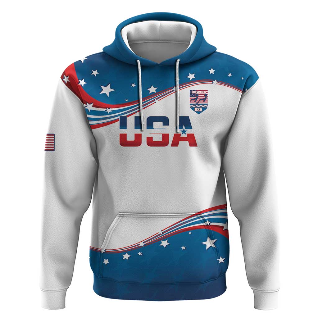 Personalized USA Rowing Hoodie 2024 United States Flag Curve Style - Wonder Print Shop