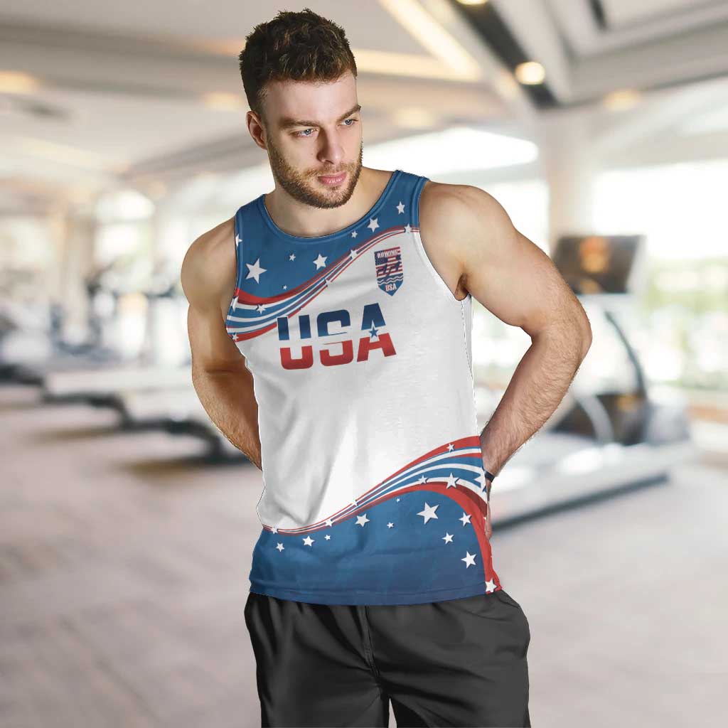 Personalized USA Rowing Men Tank Top 2024 United States Flag Curve Style - Wonder Print Shop