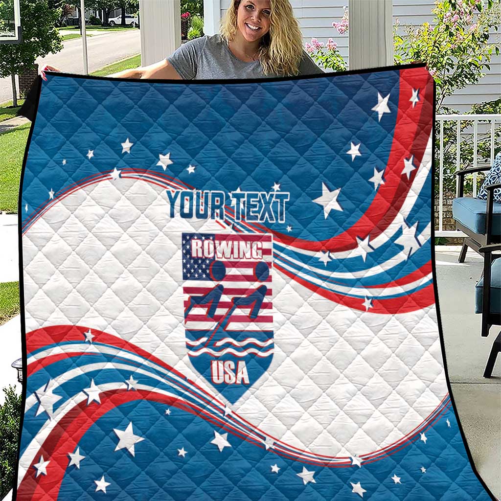 Personalized USA Rowing Quilt 2024 United States Flag Curve Style