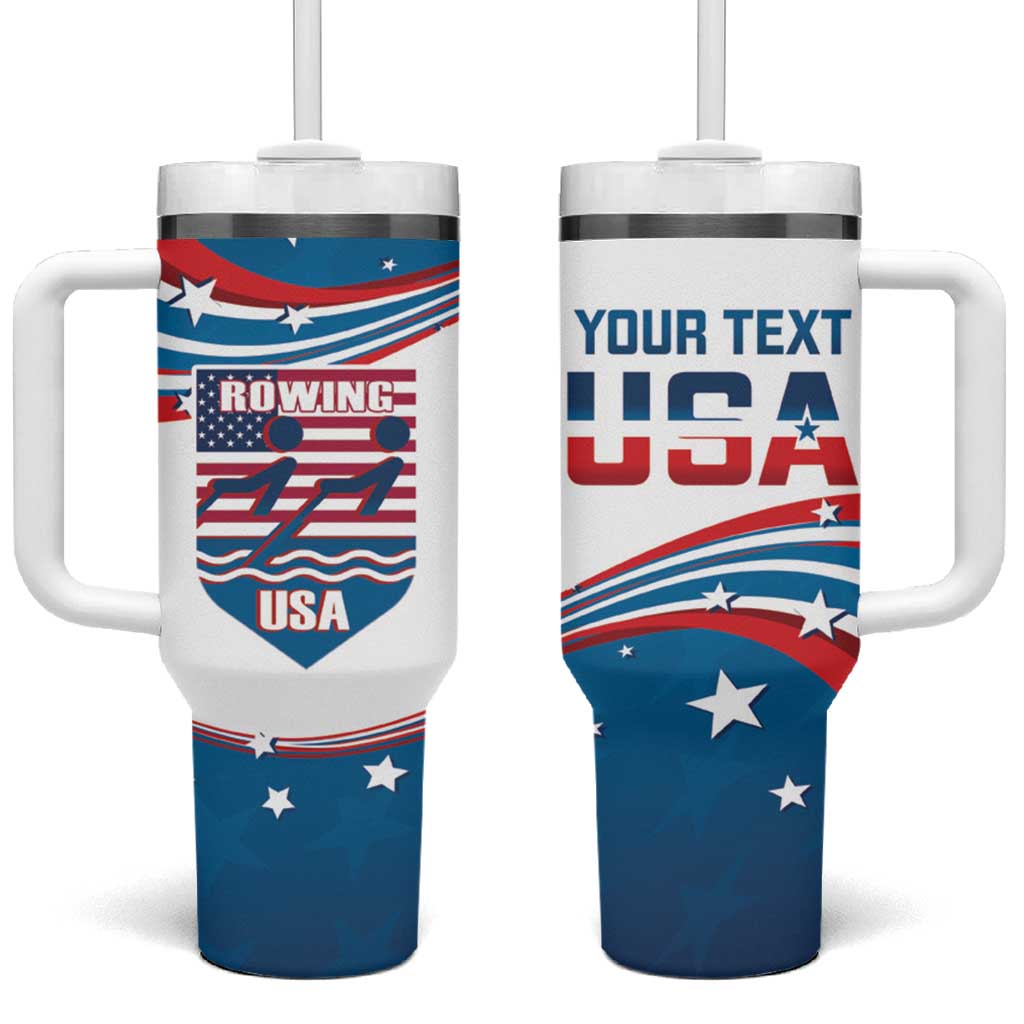 Personalized USA Rowing Tumbler With Handle 2024 United States Flag Curve Style