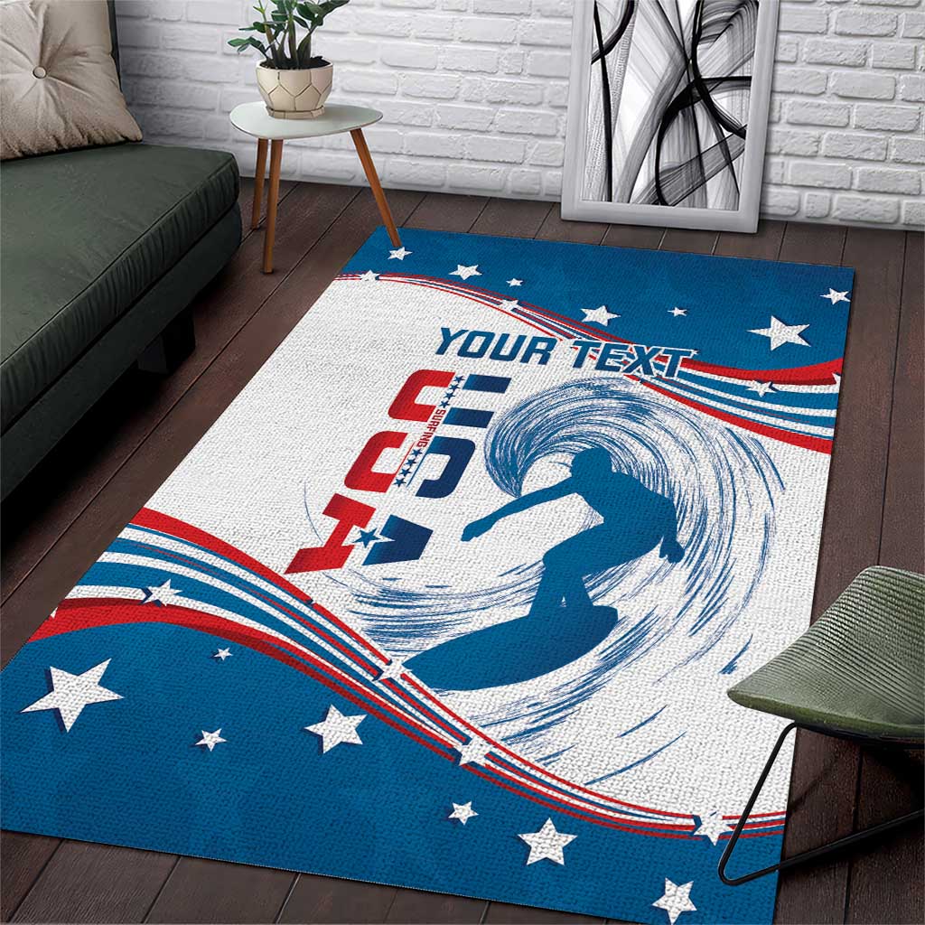 Personalized USA Surfing Area Rug 2024 United States Flag Curve Style - Wonder Print Shop