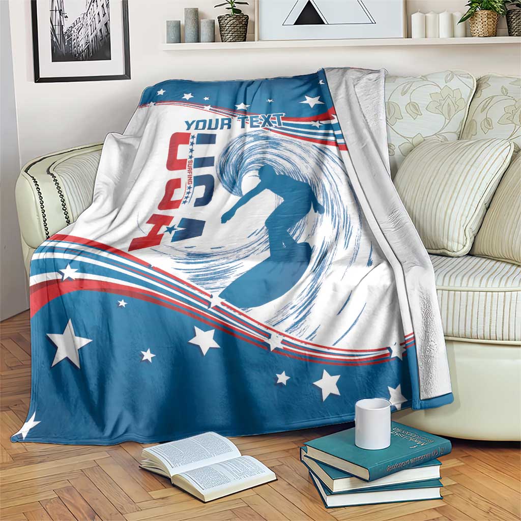 Personalized USA Surfing Blanket 2024 United States Flag Curve Style