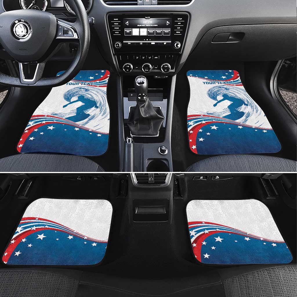 Personalized USA Surfing Car Mats 2024 United States Flag Curve Style - Wonder Print Shop