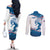 Personalized USA Surfing Couples Matching Off The Shoulder Long Sleeve Dress and Long Sleeve Button Shirt 2024 United States Flag Curve Style