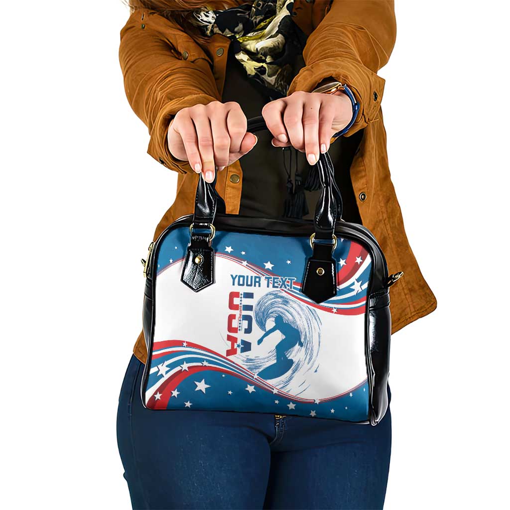 Personalized USA Surfing Shoulder Handbag 2024 United States Flag Curve Style