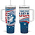 Personalized USA Surfing Tumbler With Handle 2024 United States Flag Curve Style