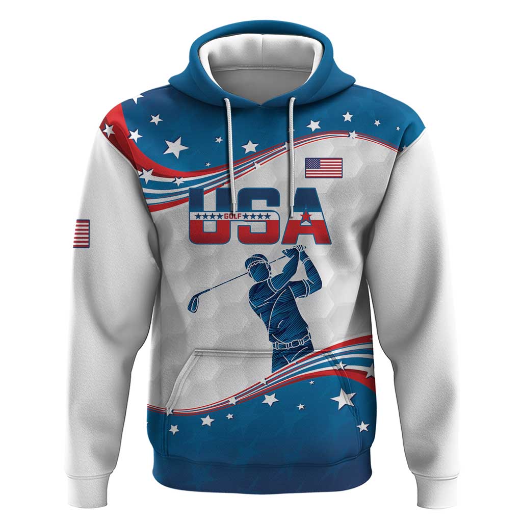 Personalized USA Golf Hoodie 2024 United States Flag Curve Style - Wonder Print Shop