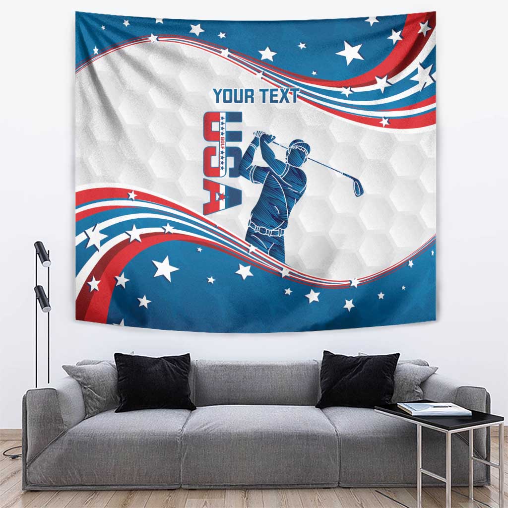 Personalized USA Golf Tapestry 2024 United States Flag Curve Style