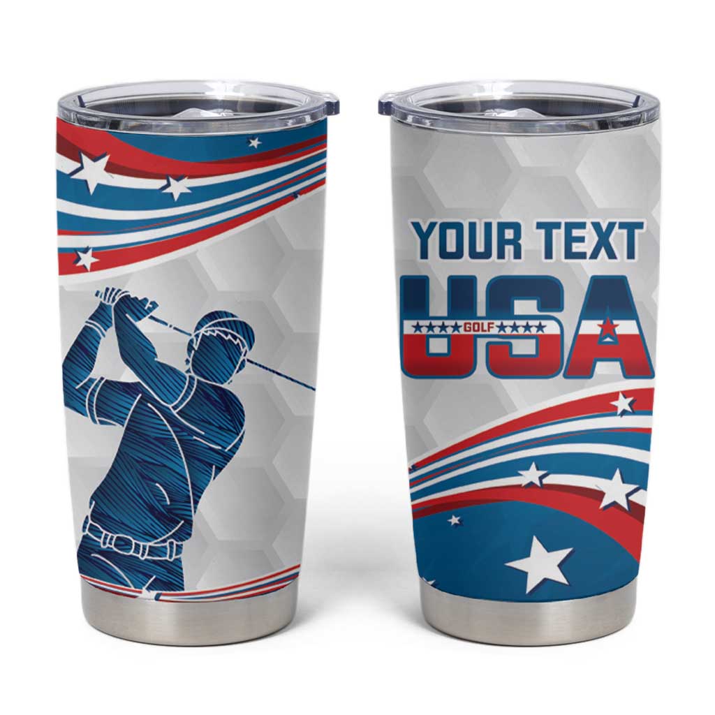 Personalized USA Golf Tumbler Cup 2024 United States Flag Curve Style