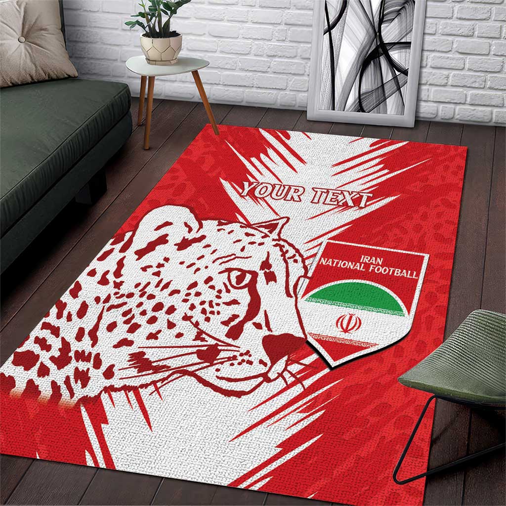 Custom Iran Football Area Rug Go Team Melli Leopard Pattern - Wonder Print Shop