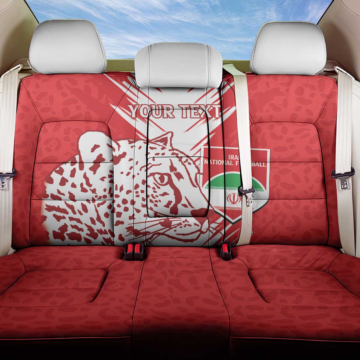 Custom Iran Football Back Car Seat Cover Go Team Melli Leopard Pattern - Wonder Print Shop