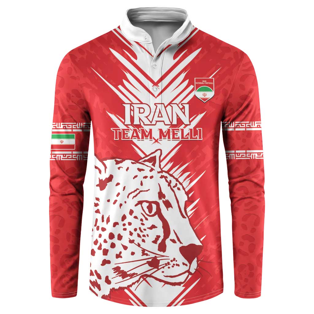 Red hooded sweatshirt with leopard head graphic, IRAN TEAM MELLI text on chest