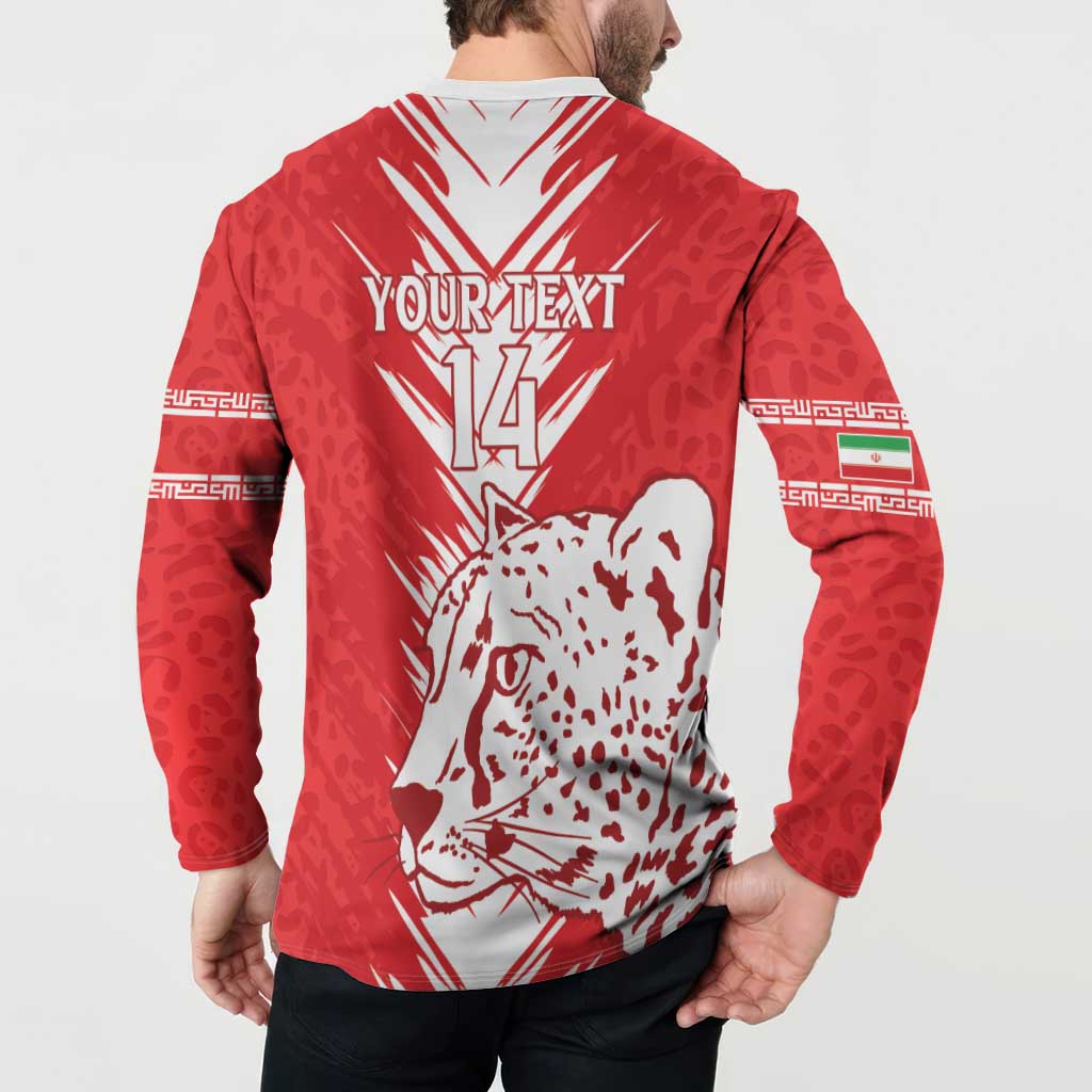 Red hooded sweatshirt back print with YOUR TEXT 14 and leopard face, long sleeves