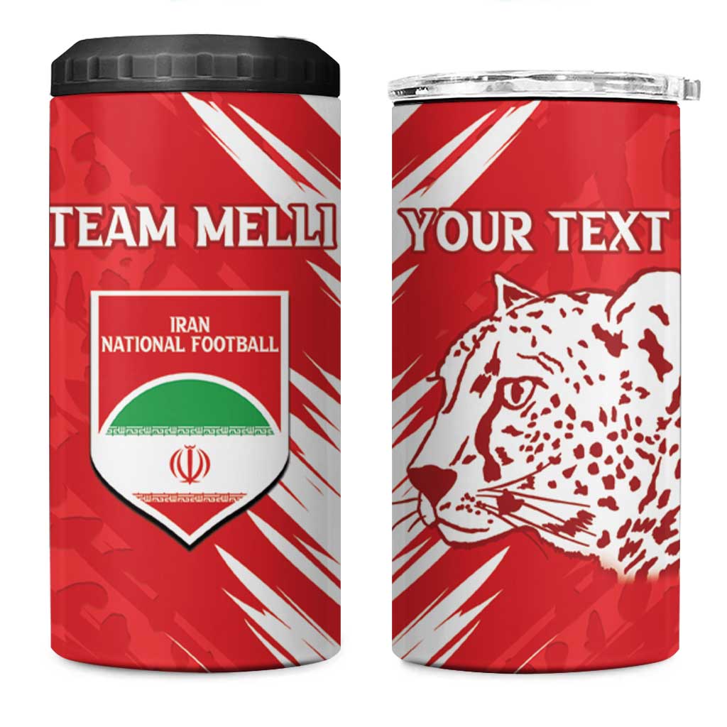 Custom Iran Football 4 in 1 Can Cooler Tumbler Go Team Melli Leopard Pattern - Wonder Print Shop