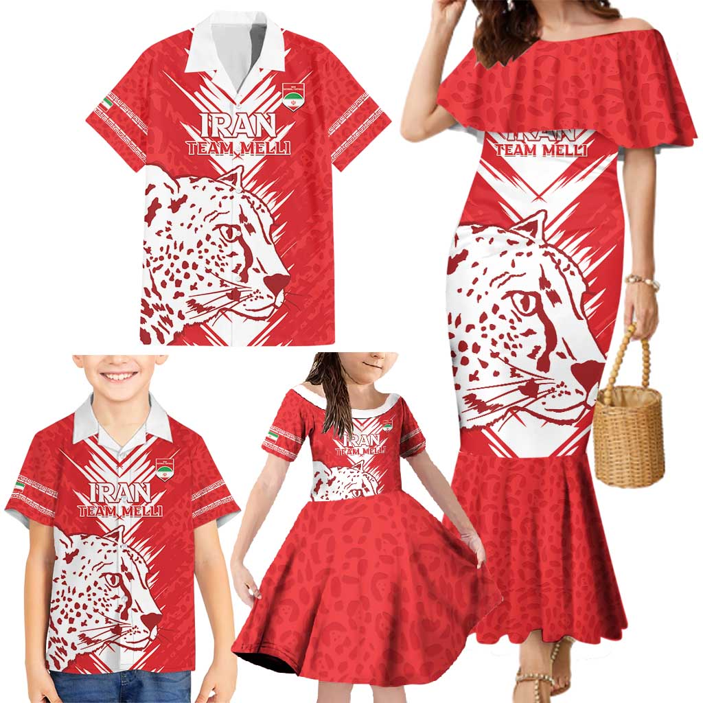 Custom Iran Football Family Matching Mermaid Dress and Hawaiian Shirt Go Team Melli Leopard Pattern - Wonder Print Shop