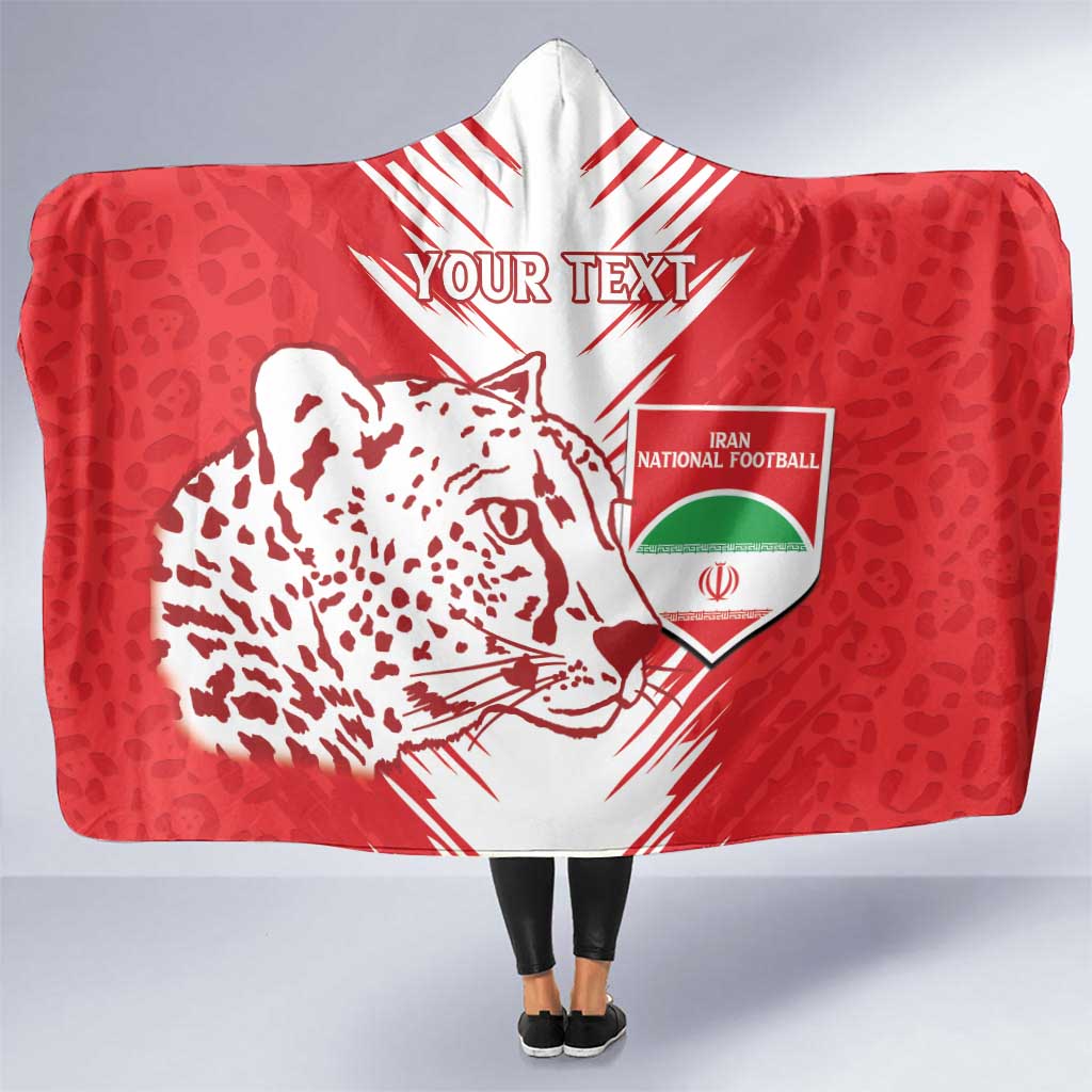 Custom Iran Football Hooded Blanket Go Team Melli Leopard Pattern