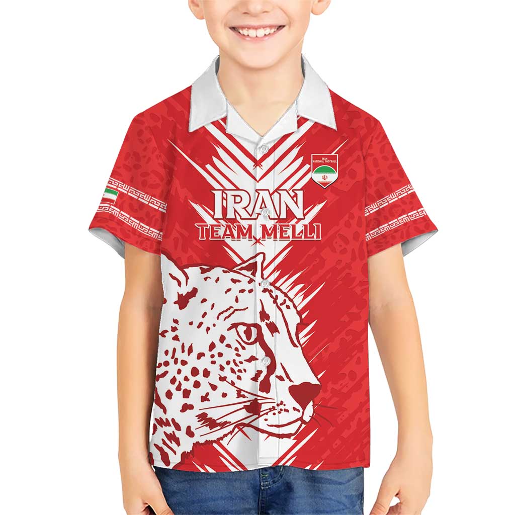 Custom Iran Football Kid Hawaiian Shirt Go Team Melli Leopard Pattern - Wonder Print Shop