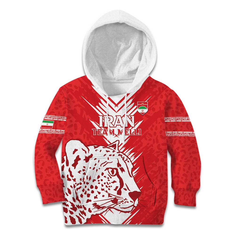 Custom Iran Football Kid Hoodie Go Team Melli Leopard Pattern - Wonder Print Shop