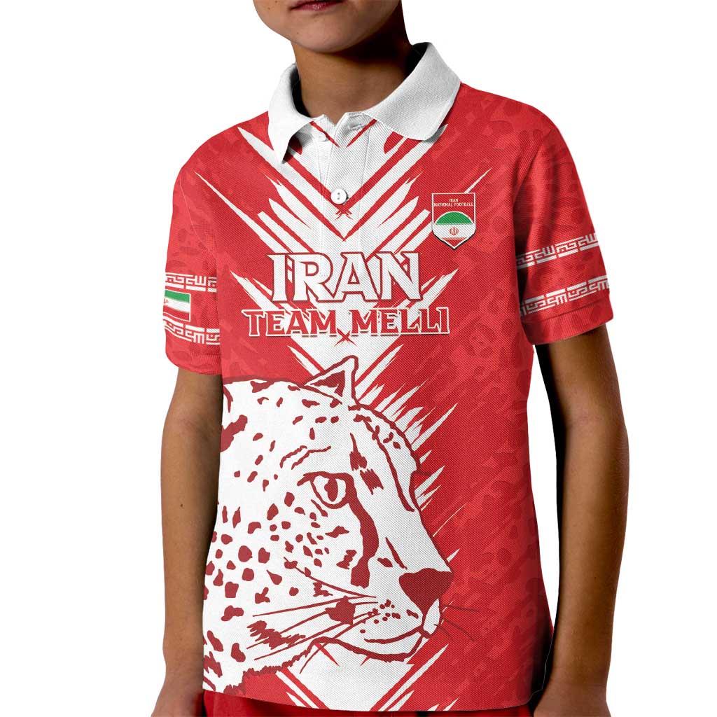 Custom Iran Football Kid Polo Shirt Go Team Melli Leopard Pattern - Wonder Print Shop