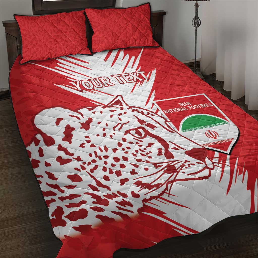 Custom Iran Football Quilt Bed Set Go Team Melli Leopard Pattern - Wonder Print Shop