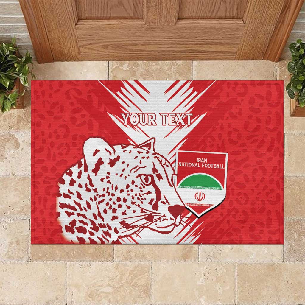 Custom Iran Football Rubber Doormat Go Team Melli Leopard Pattern - Wonder Print Shop