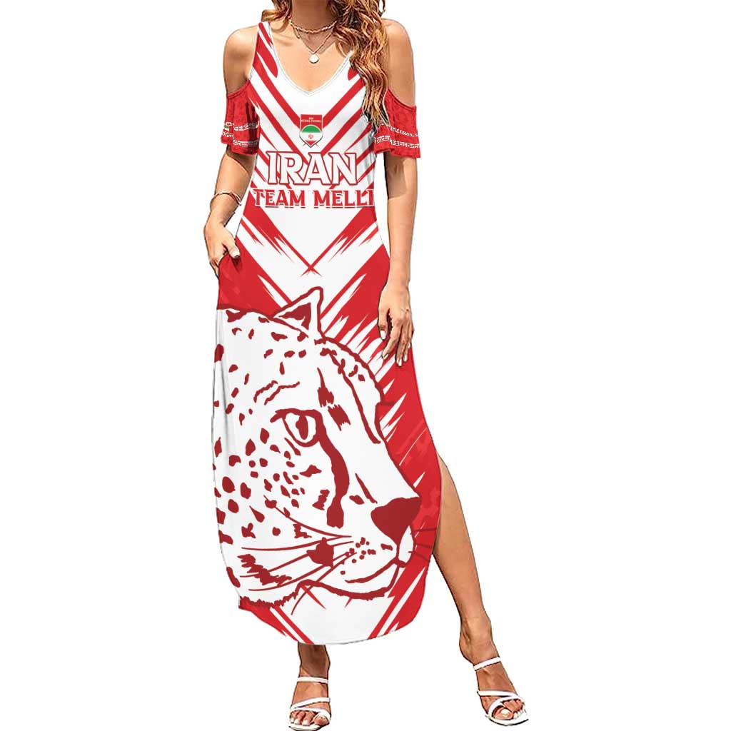 Custom Iran Football Summer Maxi Dress Go Team Melli Leopard Pattern - Wonder Print Shop