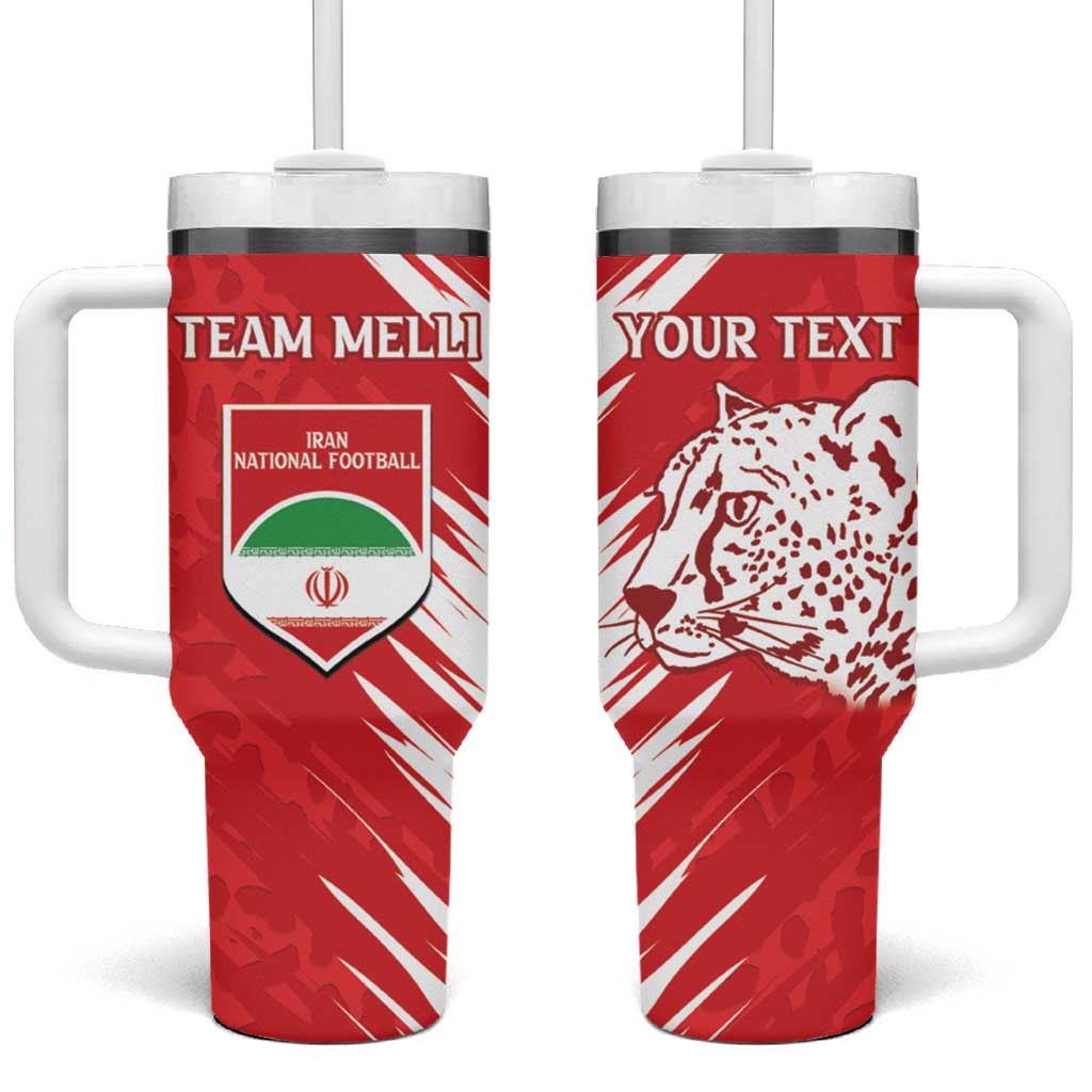 Custom Iran Football Tumbler With Handle Go Team Melli Leopard Pattern - Wonder Print Shop