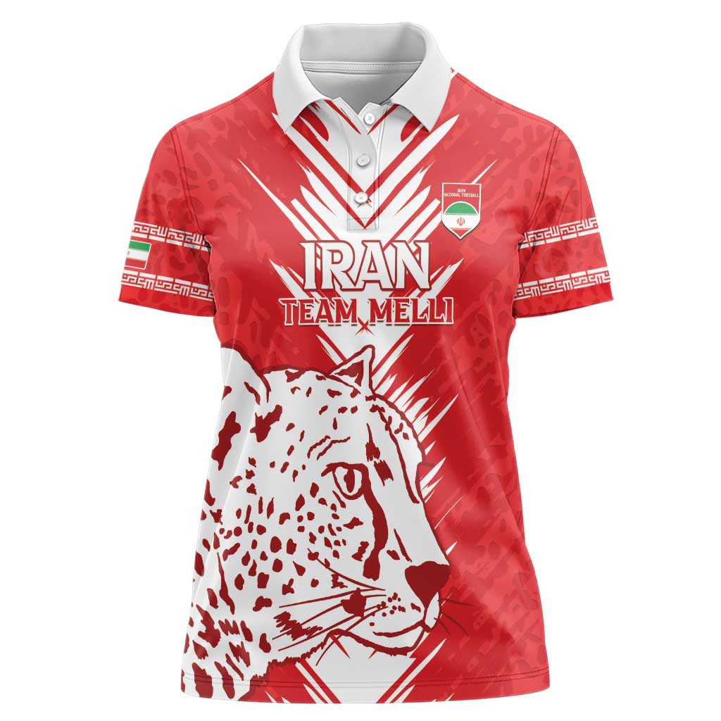 Custom Iran Football Women Polo Shirt Go Team Melli Leopard Pattern - Wonder Print Shop