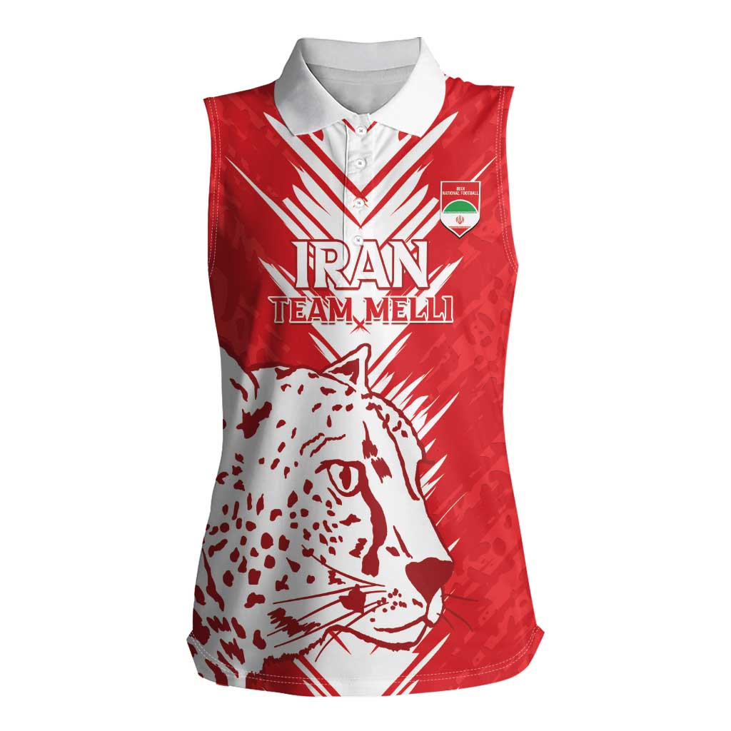 Custom Iran Football Women Sleeveless Polo Shirt Go Team Melli Leopard Pattern - Wonder Print Shop