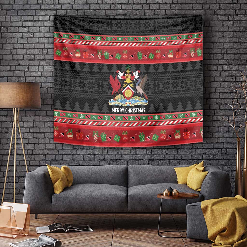 Trinidad And Tobago Christmas Tapestry Merry Xmas Coat Of Arms - Wonder Print Shop