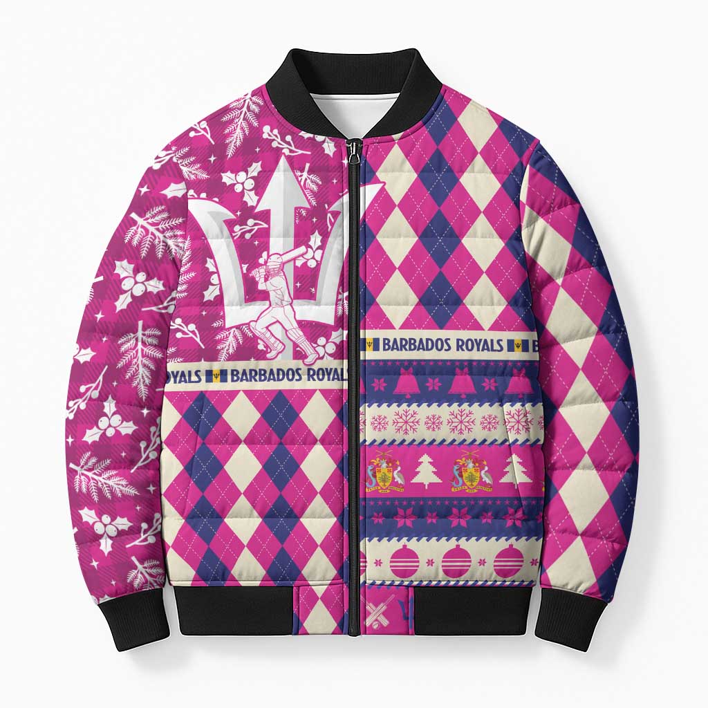 Personalized Barbados Cricket Christmas Bomber Puffer Jacket Merry Xmas Royals - Wonder Print Shop