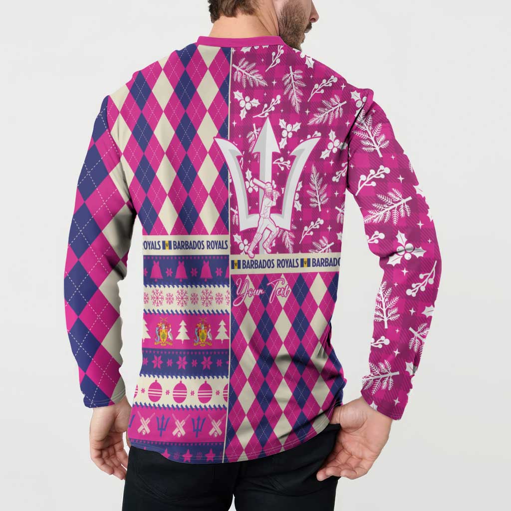 Personalized Barbados Cricket Christmas Button Sweatshirt Merry Xmas Royals - Wonder Print Shop