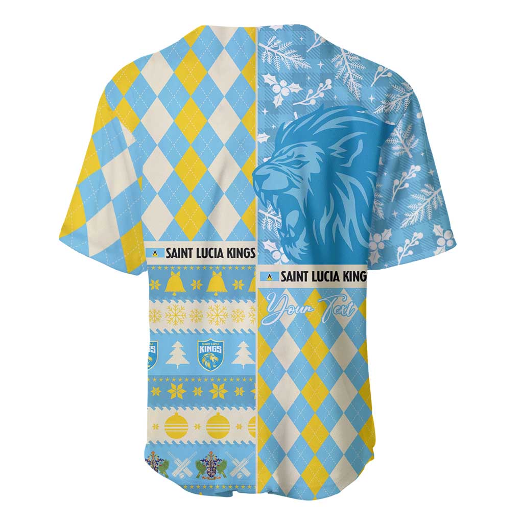Personalized St Lucia Cricket Christmas Baseball Jersey Merry Xmas Kings - Wonder Print Shop