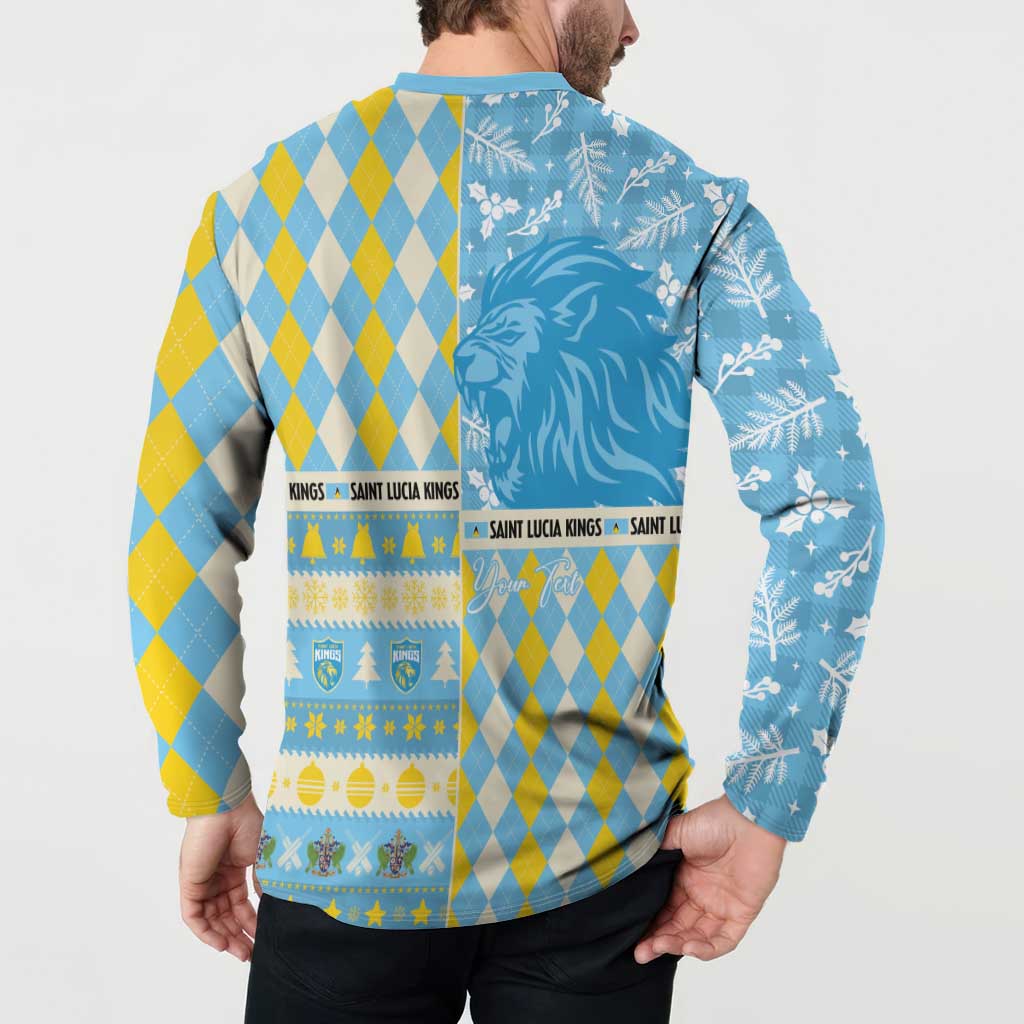 Personalized St Lucia Cricket Christmas Button Sweatshirt Merry Xmas Kings - Wonder Print Shop