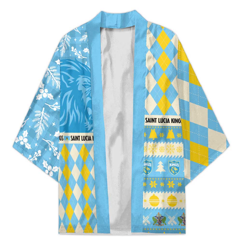 Personalized St Lucia Cricket Christmas Kimono Merry Xmas Kings - Wonder Print Shop