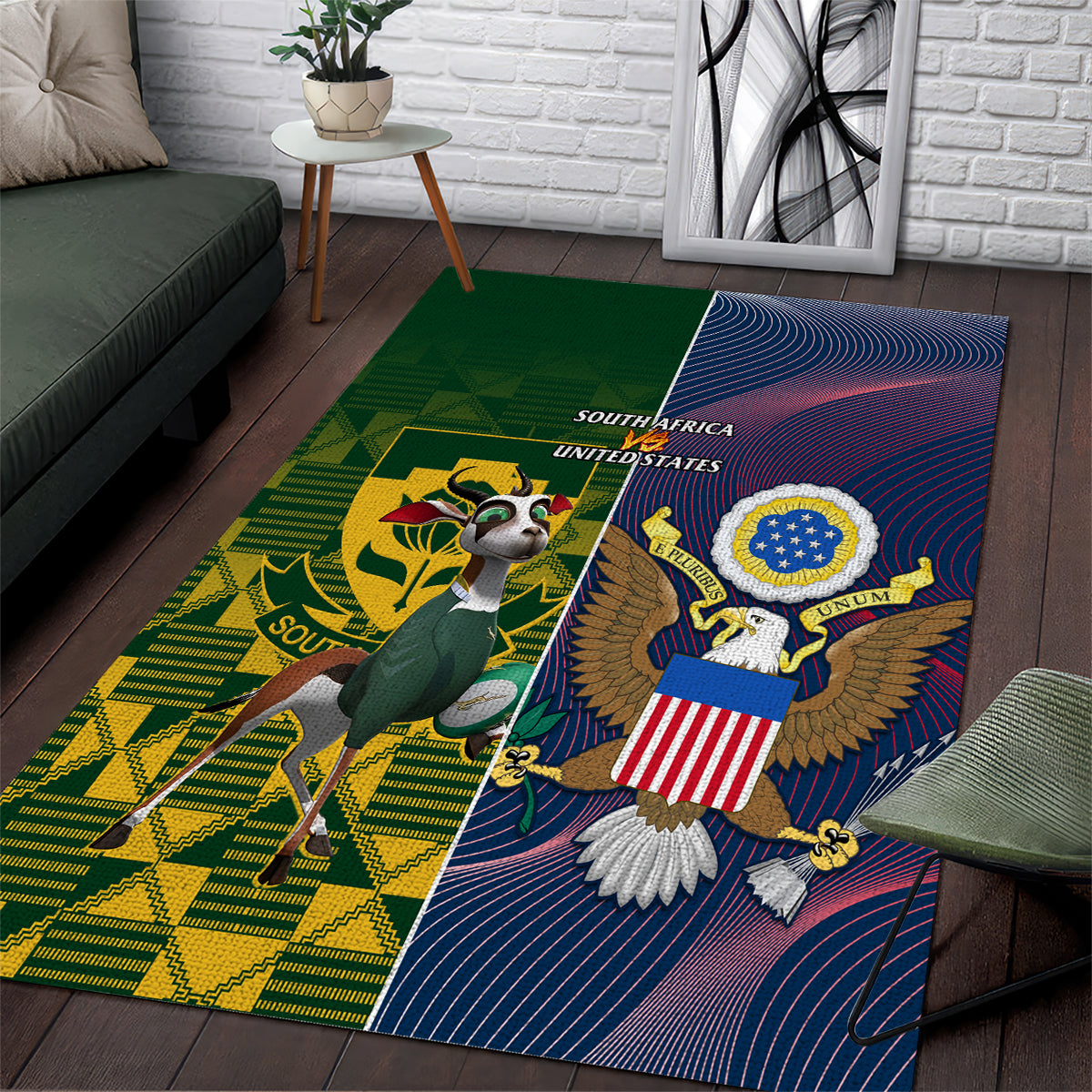 South Africa And United States Rugby Area Rug 2023 Springboks Combine Eagles - Wonder Print Shop