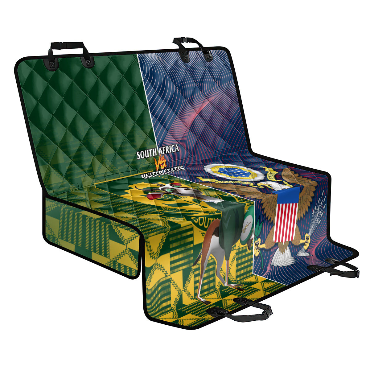 South Africa And United States Rugby Back Car Seat Cover 2023 Springboks Combine Eagles - Wonder Print Shop