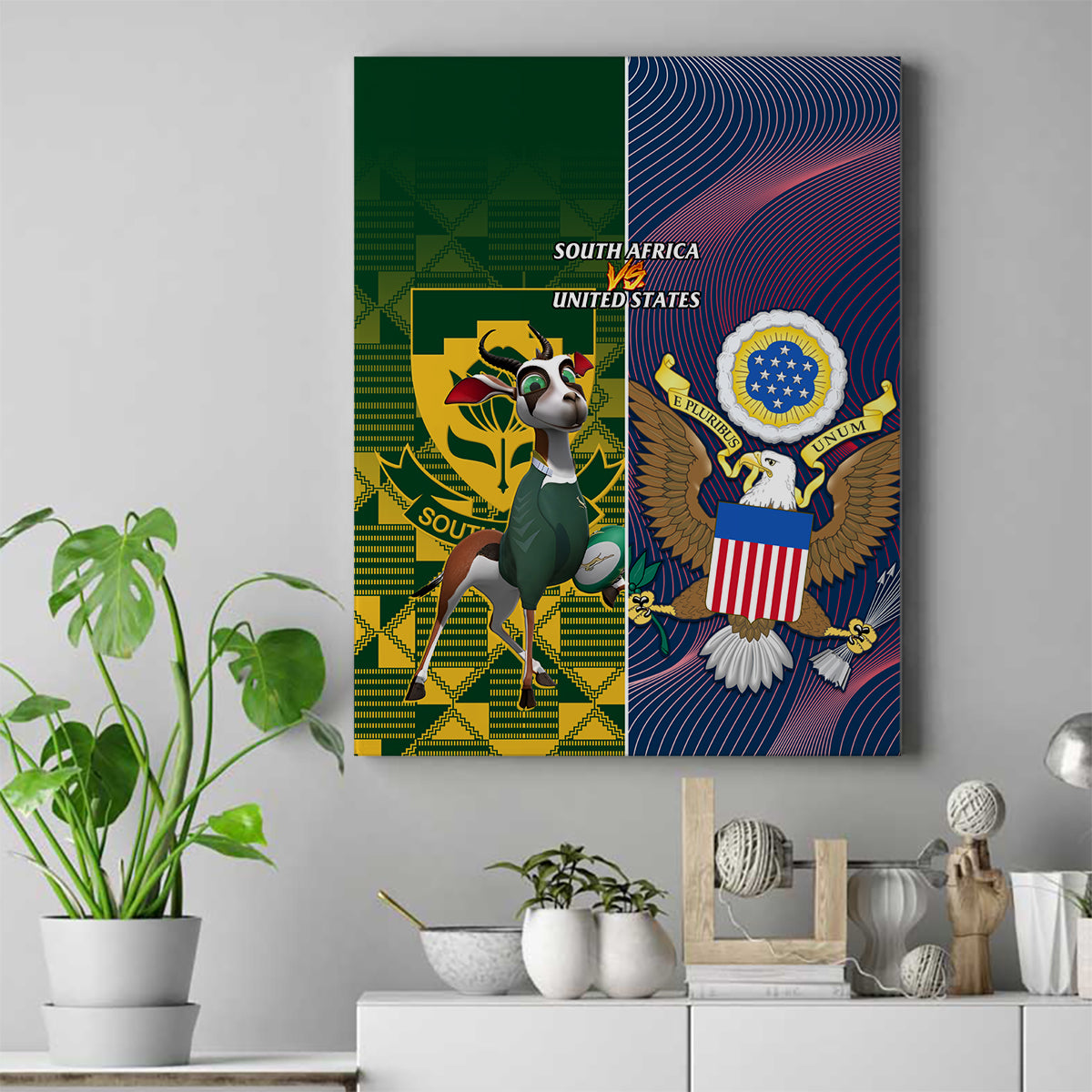 South Africa And United States Rugby Canvas Wall Art 2023 Springboks Combine Eagles - Wonder Print Shop