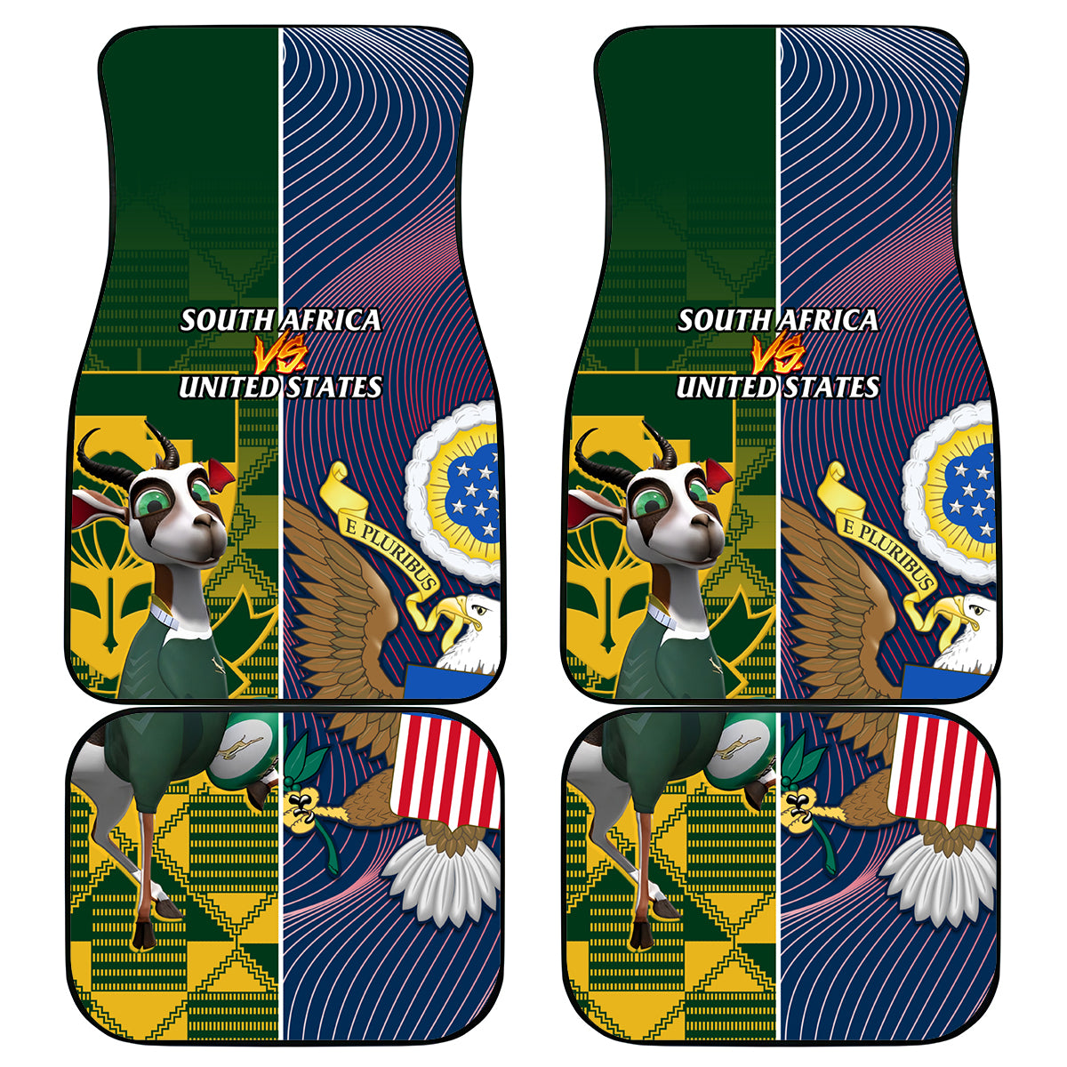 South Africa And United States Rugby Car Mats 2023 Springboks Combine Eagles - Wonder Print Shop