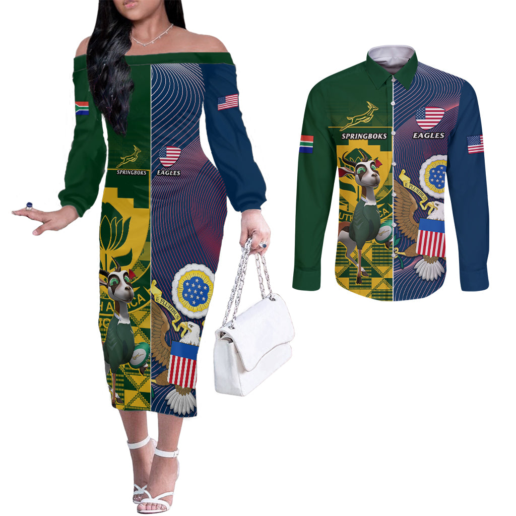 south-africa-and-united-states-rugby-couples-matching-off-the-shoulder-long-sleeve-dress-and-long-sleeve-button-shirts-2023-springboks-combine-eagles