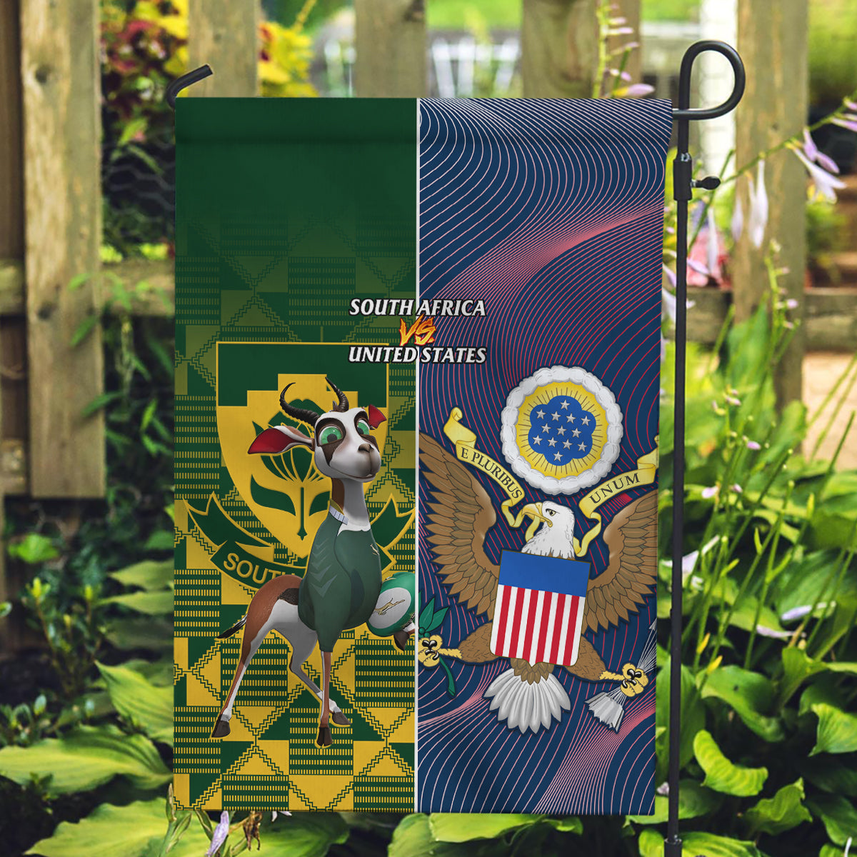 South Africa And United States Rugby Garden Flag 2023 Springboks Combine Eagles - Wonder Print Shop