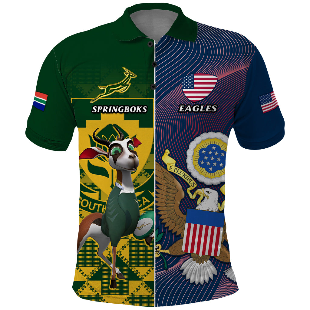 South Africa And United States Rugby Polo Shirt 2023 Springboks Combine Eagles - Wonder Print Shop