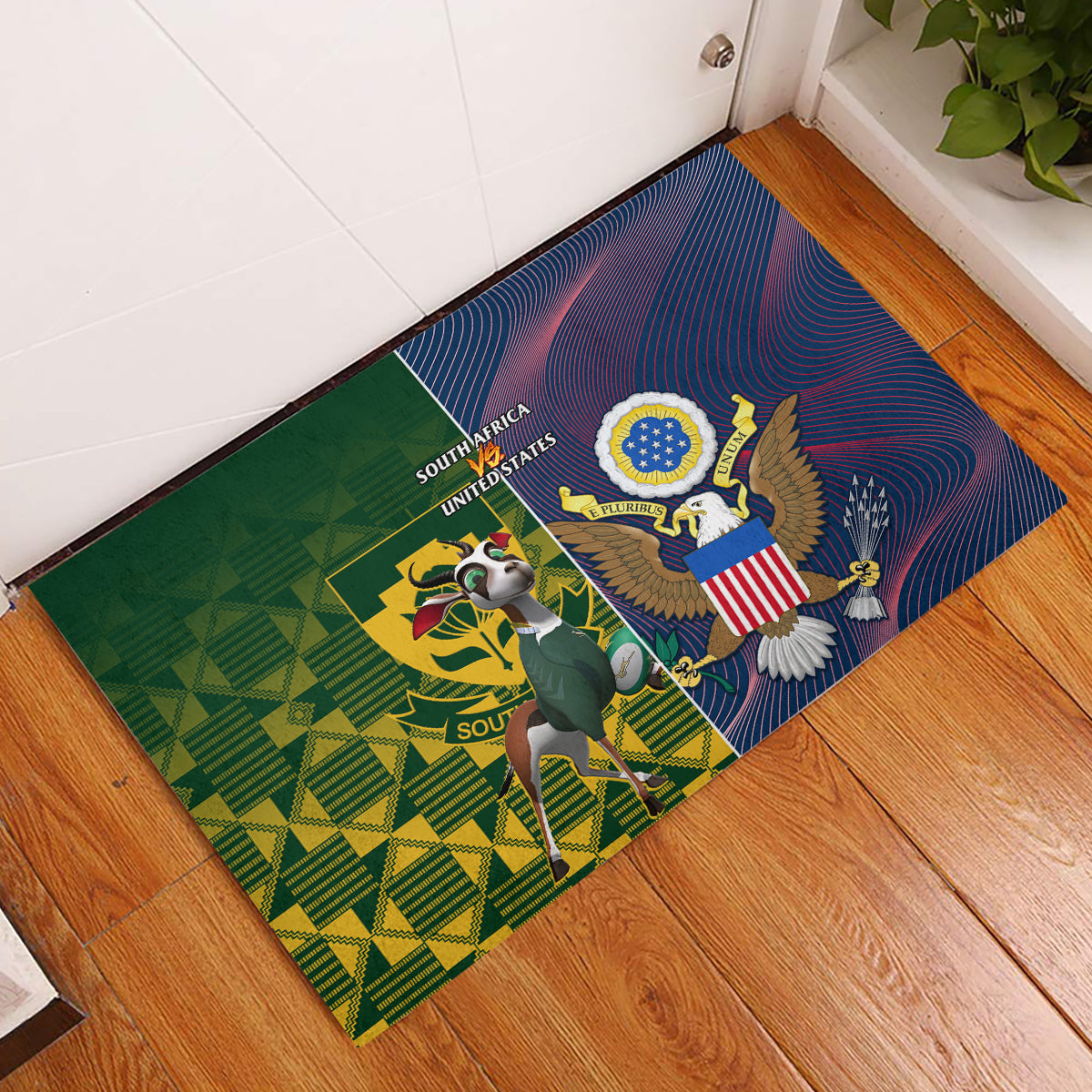 South Africa And United States Rugby Rubber Doormat 2023 Springboks Combine Eagles - Wonder Print Shop