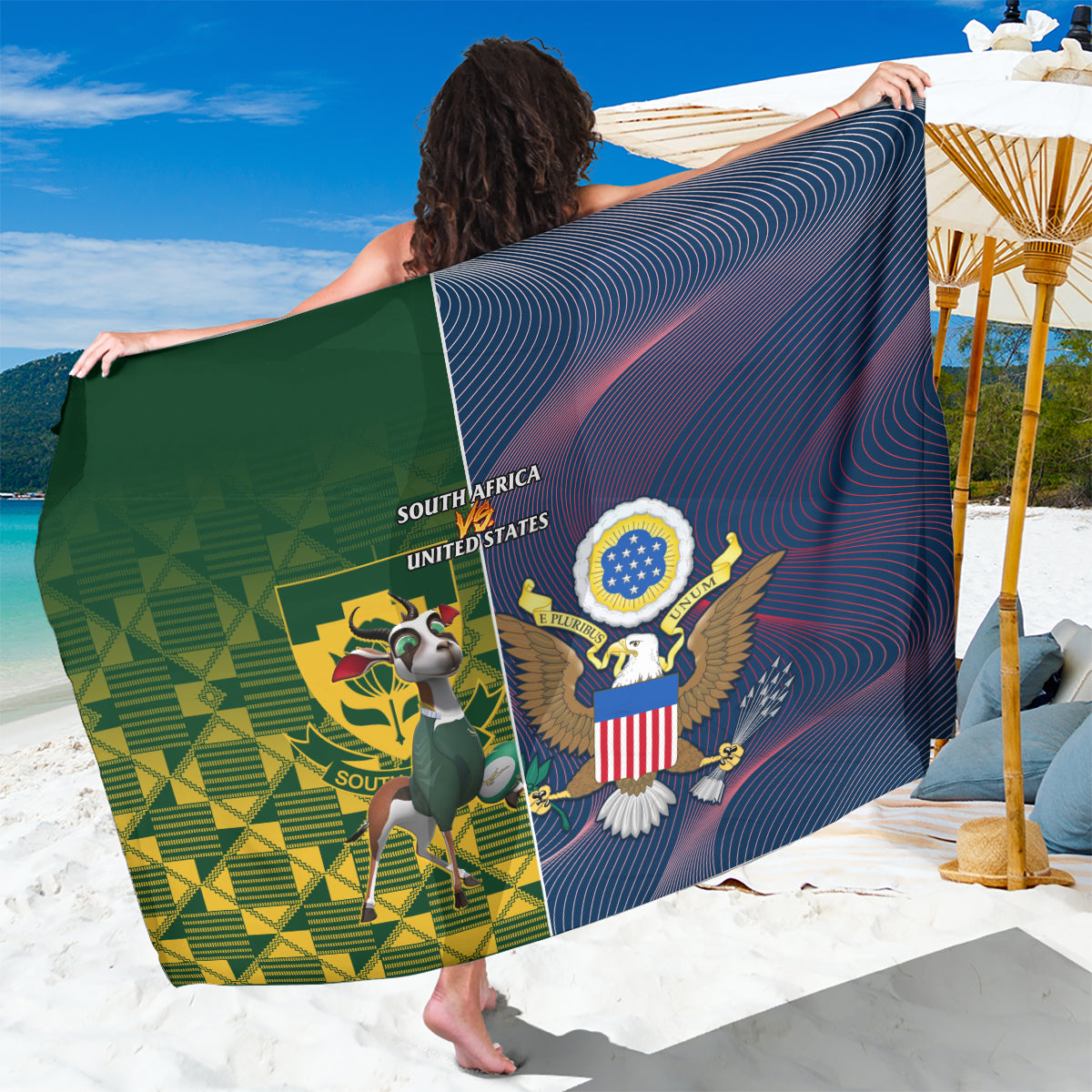 South Africa And United States Rugby Sarong 2023 Springboks Combine Eagles - Wonder Print Shop