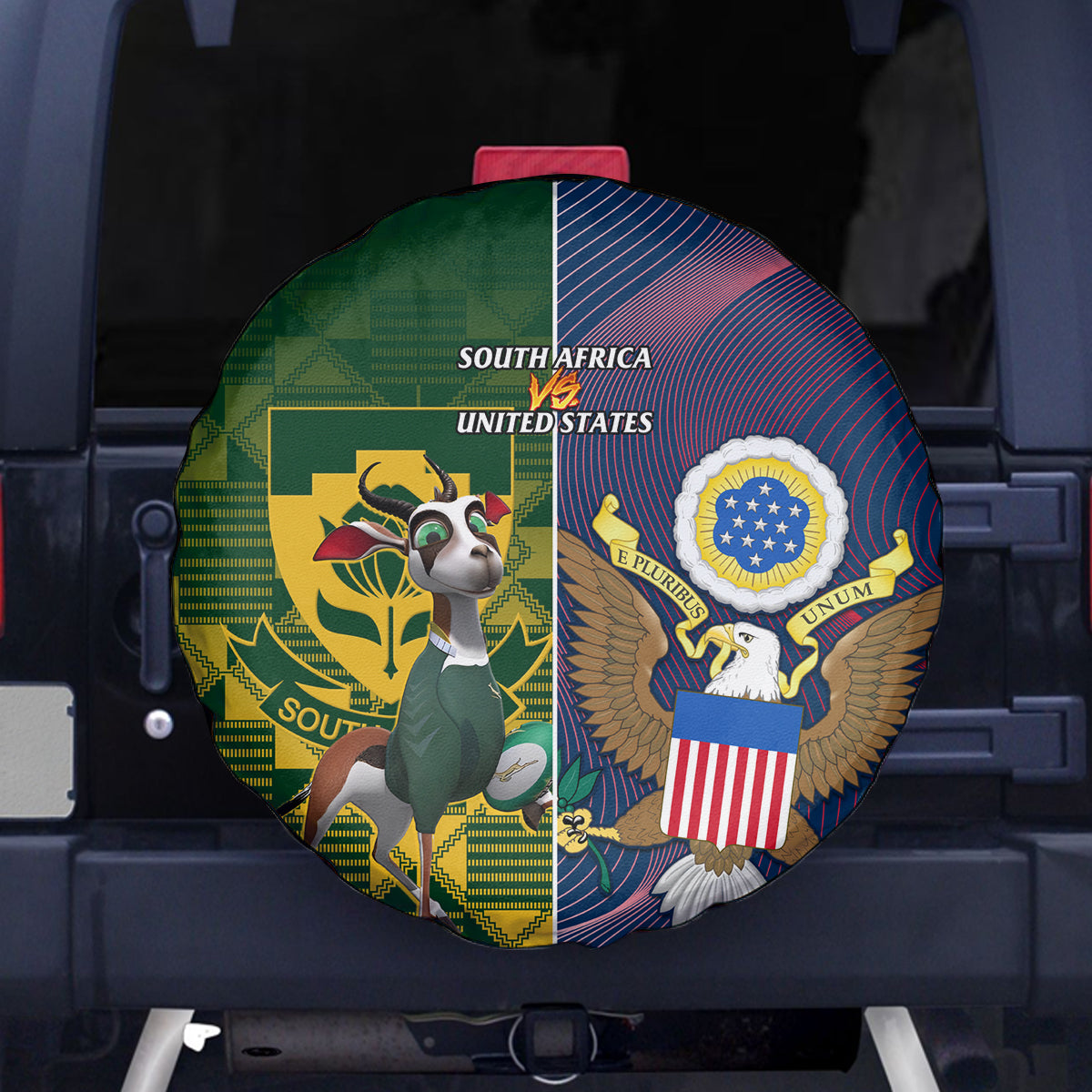 South Africa And United States Rugby Spare Tire Cover 2023 Springboks Combine Eagles - Wonder Print Shop